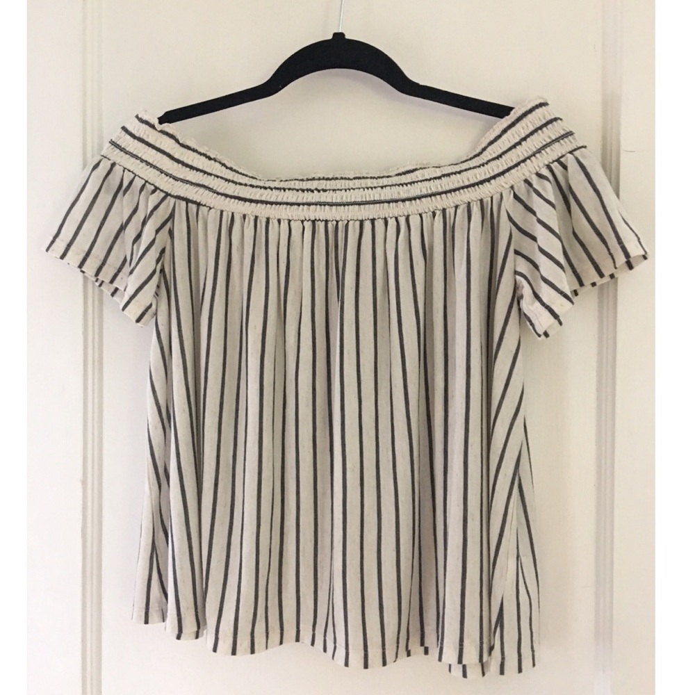 Off The Shoulder Striped Tee